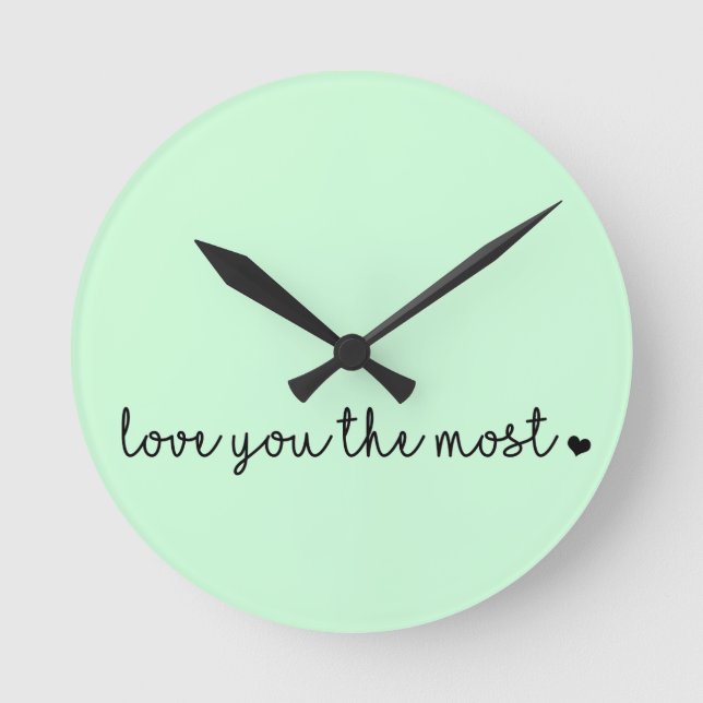 Reloj Redondo Mediano te amo más con corazón simple moderno (Anverso)
