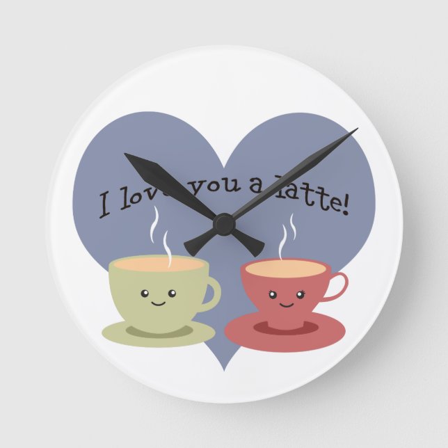 Reloj Redondo Mediano ¡Te amo un café con leche! (Anverso)