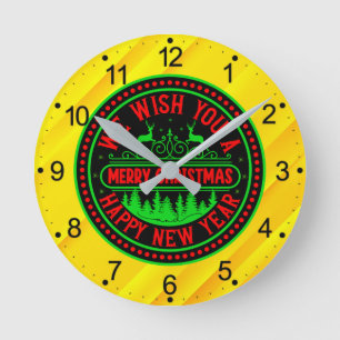Reloj Redondo Mediano Te Deseamos Feliz Navidad Feliz Año Nuevo-66244