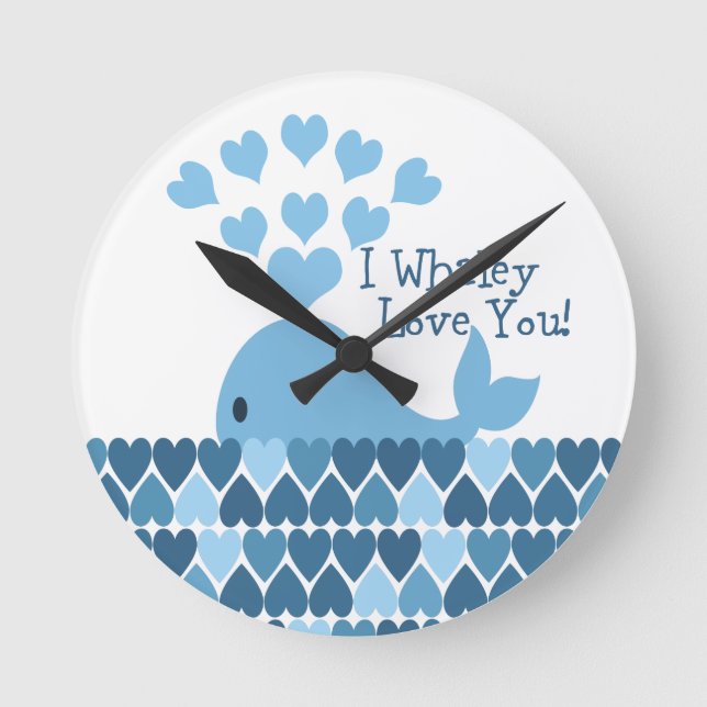 Reloj Redondo Mediano ¡Te Quiero! Azul (Anverso)