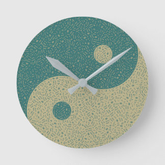 Reloj Redondo Mediano Té Yin Yang Beige Notas Musicales
