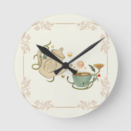 Reloj Redondo Mediano Tea Time Art, Diseño Gráfico