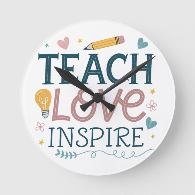 Reloj Redondo Mediano Teach Love Inspire – Teacher Appreciation Gift (Anverso)