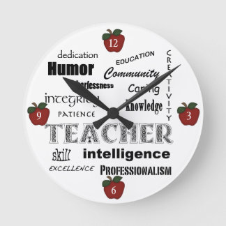 Reloj Redondo Mediano Teacher Attributes+Red Apples