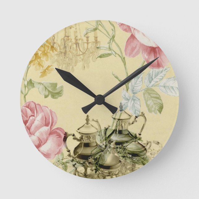 Reloj Redondo Mediano Teacup Teapot Paris Tea Fiesta (Anverso)