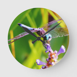 Reloj Redondo Mediano Teal & purple Dragonfly