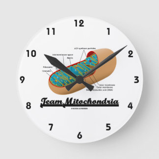 Reloj Redondo Mediano Team Mitochondria (Mitochondrion Humor)
