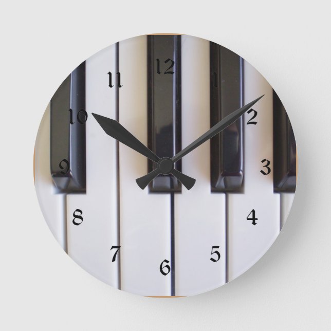 Reloj Redondo Mediano Teclas de Piano (Anverso)