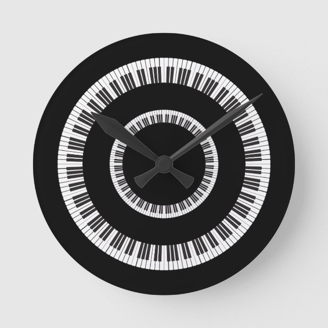 Reloj Redondo Mediano Teclas de teclado de piano (Anverso)