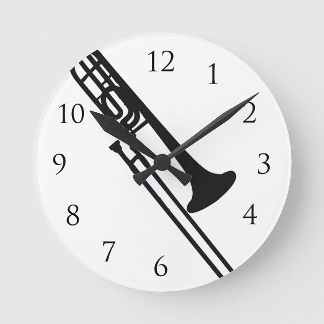 Reloj Redondo Mediano Tecleo de la pared del Trombone (Anverso)