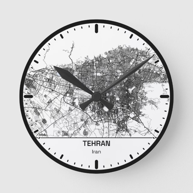 Reloj Redondo Mediano Tehran Clock City Line Art (Anverso)