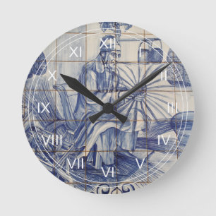 Reloj Redondo Mediano Tejas portuguesas del azulejo