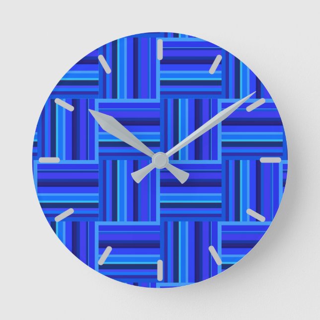 Reloj Redondo Mediano Tejido de rayas azules (Anverso)