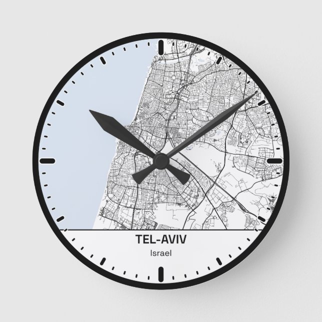 Reloj Redondo Mediano Tel-Aviv Clock City Line Art (Anverso)