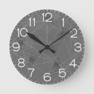 Reloj Redondo Mediano telaraña y calabazas de Halloween
