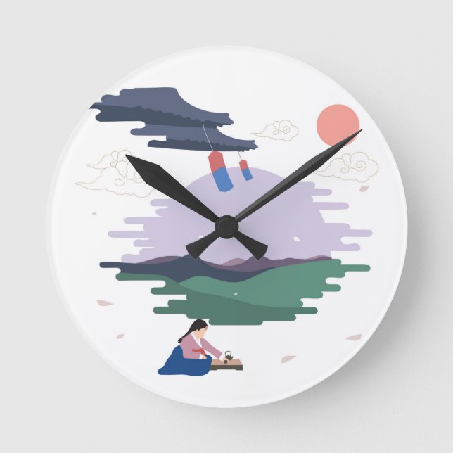 Reloj Redondo Mediano Tema coreano (Anverso)