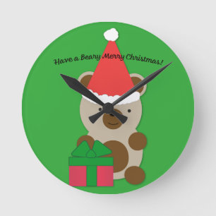 Reloj Redondo Mediano Ten un oso oso oso navideño