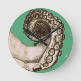Reloj Redondo Mediano Tentáculo de pulpo naumático verde vintage