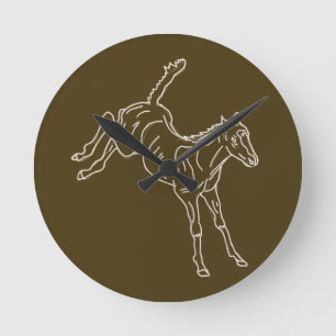 Reloj Redondo Mediano Ternera de caballo de rana - línea transparente.