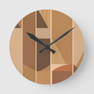 Reloj Redondo Mediano Terracota Geométrica Abstracta Moderno de Medianos