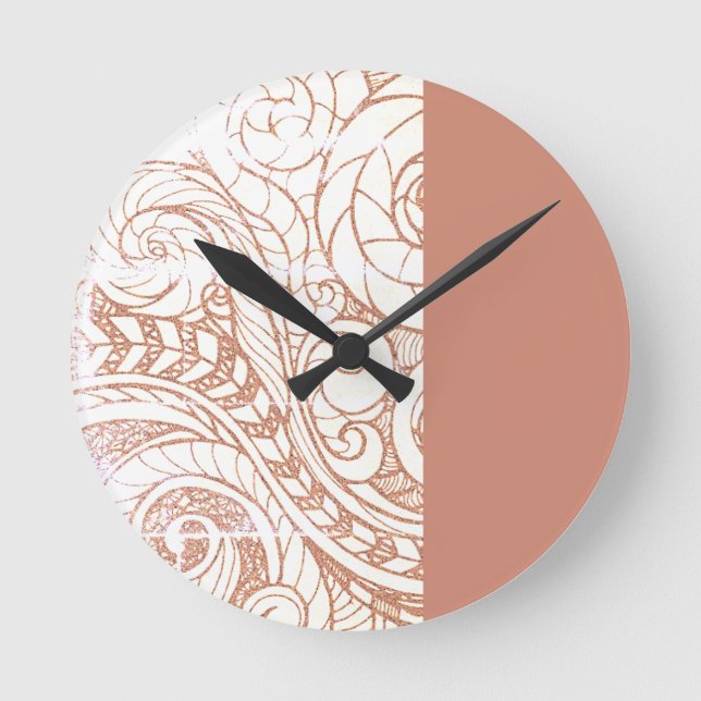 Reloj Redondo Mediano Terracotta Botanical Swirl Modern (Anverso)