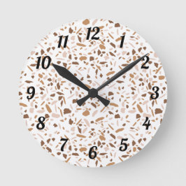 Reloj Redondo Mediano Terrazzo Brown y Beige y Blanco