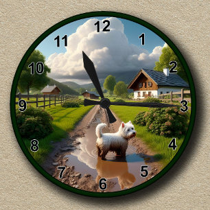 Reloj Redondo Mediano Terrier West Highland Blanco (Westie) personalizab