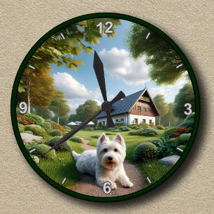 Reloj Redondo Mediano Terrier West Highland Blanco (Westie) personalizab