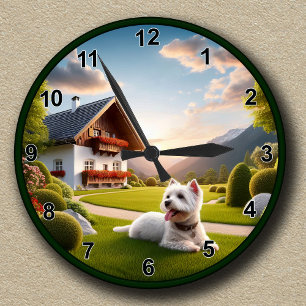 Reloj Redondo Mediano Terrier West Highland Blanco (Westie) personalizab