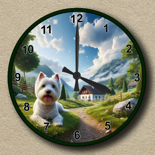 Reloj Redondo Mediano Terrier West Highland Blanco (Westie) personalizab