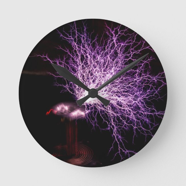Reloj Redondo Mediano Tesla Coil Plasma (Anverso)