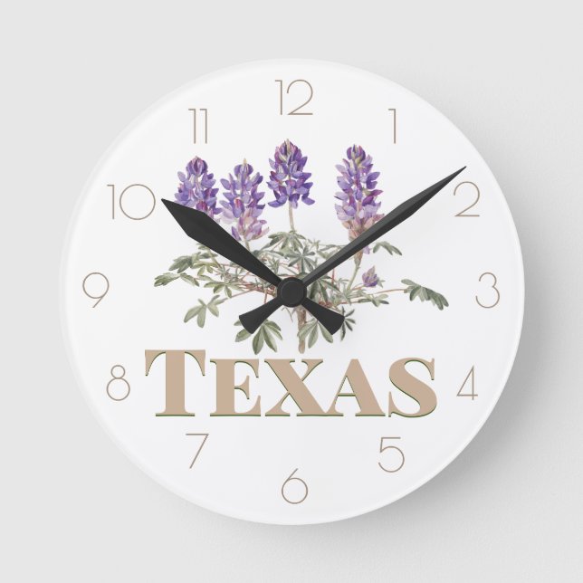 Reloj Redondo Mediano Texas Bluebonnet 2 (Anverso)