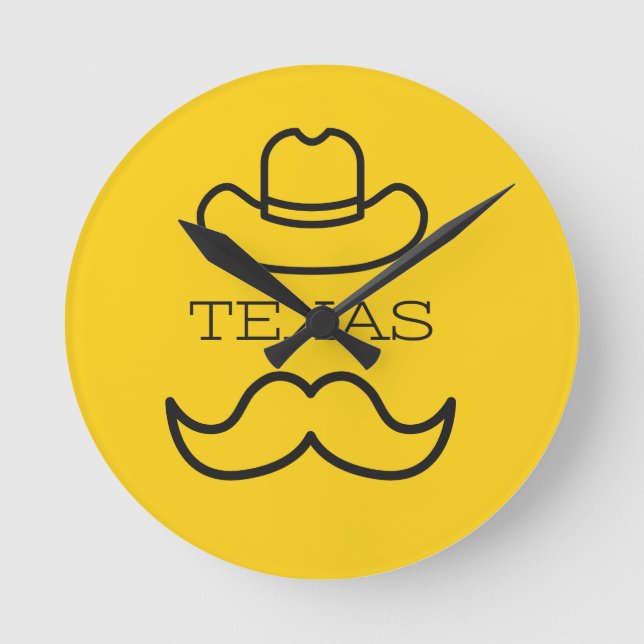 Reloj Redondo Mediano Texas en amarillo 2 (Anverso)