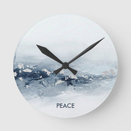 Reloj Redondo Mediano Texto personalizado 3D Glacier Blue Abstract Plata