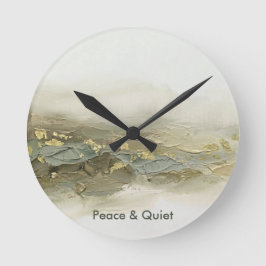 Reloj Redondo Mediano Texto personalizado 3D Verde Salvia Dorado Montaña