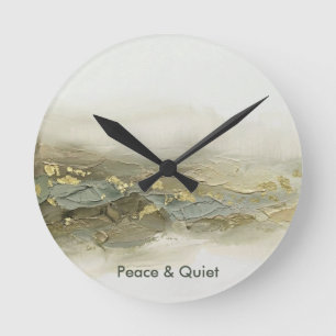 Reloj Redondo Mediano Texto personalizado 3D Verde Salvia Dorado Montaña