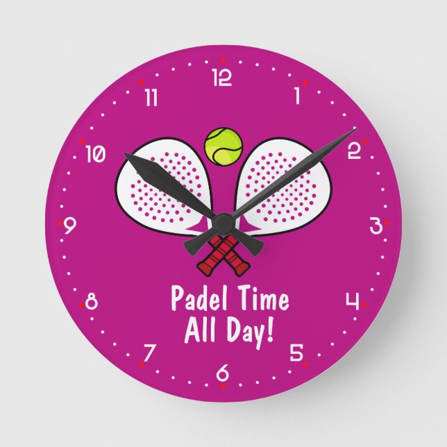 Reloj Redondo Mediano texto personalizado 🎾 Padel O’Clock (Anverso)
