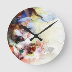 Reloj Redondo Mediano Textura abstracta del grunge de la acuarela con la