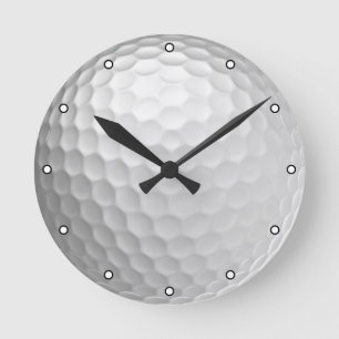 Reloj Redondo Mediano Textura de Bola de Golf Blanca con Hoyuelos