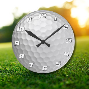 Reloj Redondo Mediano Textura de Bola de Golf Blanca con Hoyuelos