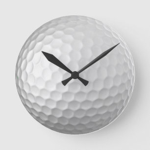 Reloj Redondo Mediano Textura de Bola de Golf Blanca con Hoyuelos