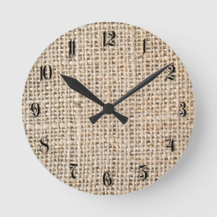 Reloj Redondo Mediano Textura de Burlap