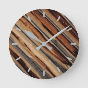 Reloj Redondo Mediano Textura de cerca de madera genial única