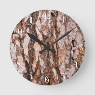 Reloj Redondo Mediano Textura de corteza de pino