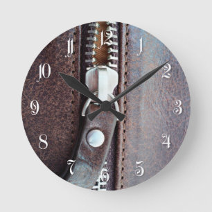 Reloj Redondo Mediano Textura de cuero