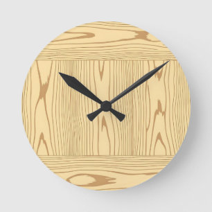 Reloj Redondo Mediano Textura de grano de madera de roble ligera minimal