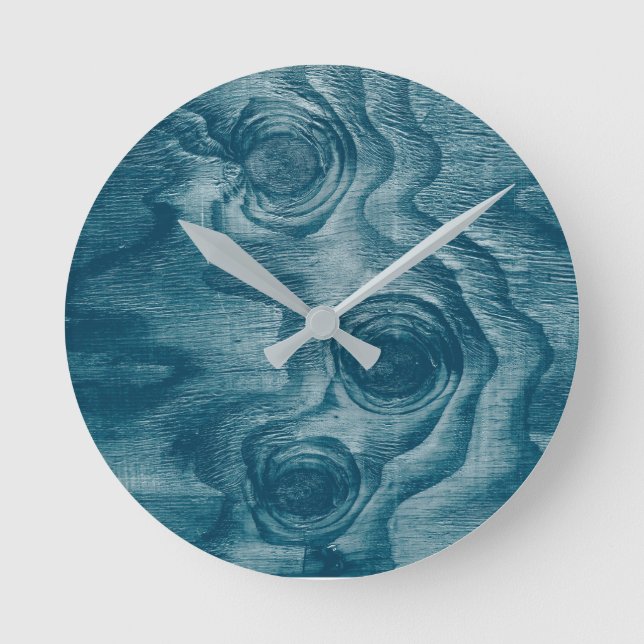 Reloj Redondo Mediano Textura de Knot de grano de madera pintada de Guay (Anverso)