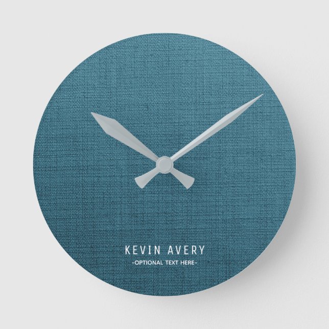 Reloj Redondo Mediano Textura de línea azul personalizada (Anverso)