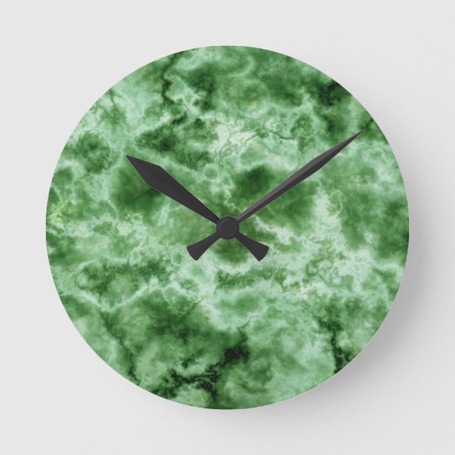 Reloj Redondo Mediano Textura de mármol verde (Anverso)