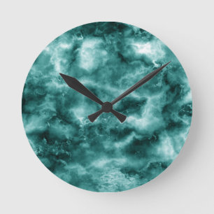 Reloj Redondo Mediano Textura de mármol verde oscuro